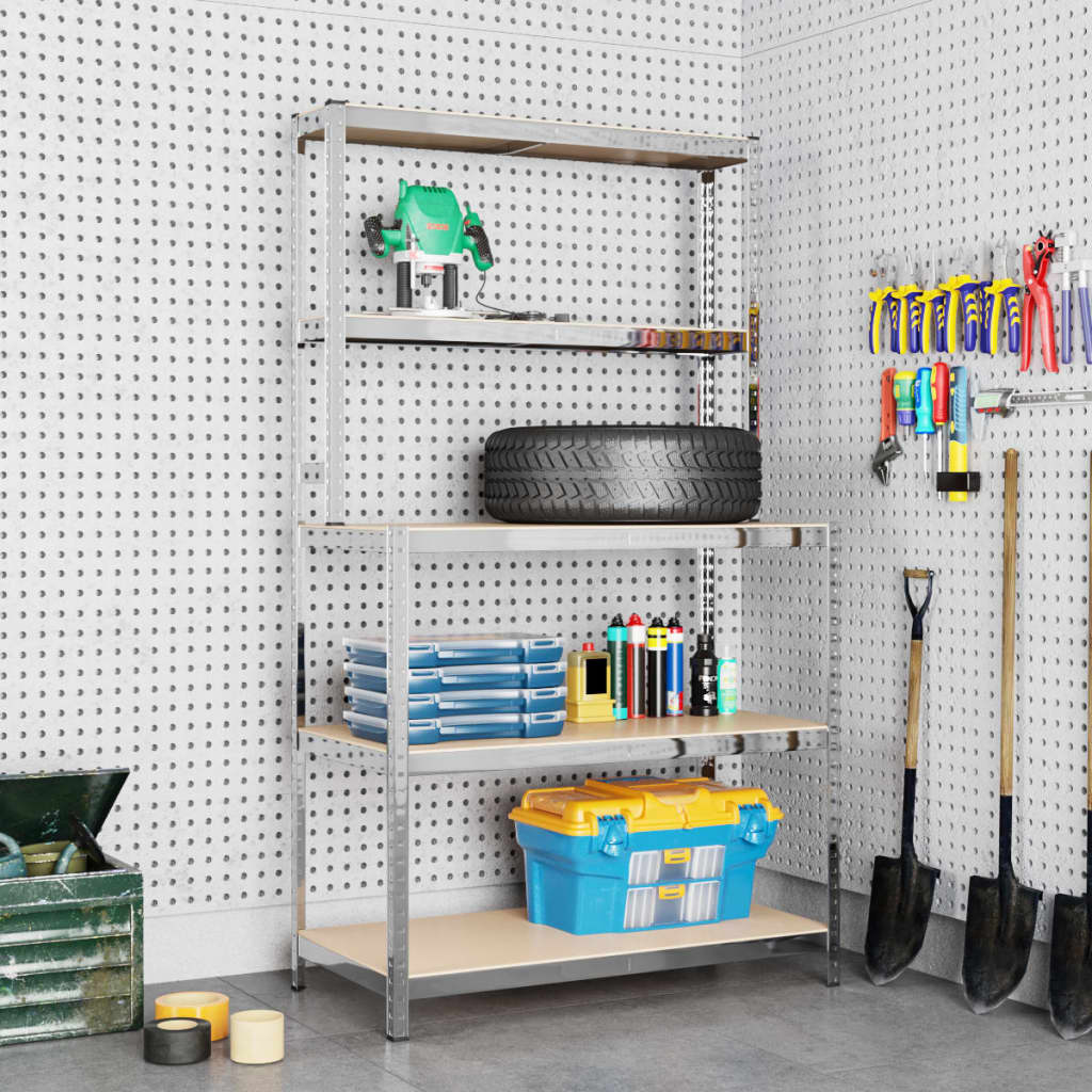 5Patrové Úložné Regály 3 Ks Stříbrné Ocel A Kompozitní Dřevo Stříbrná