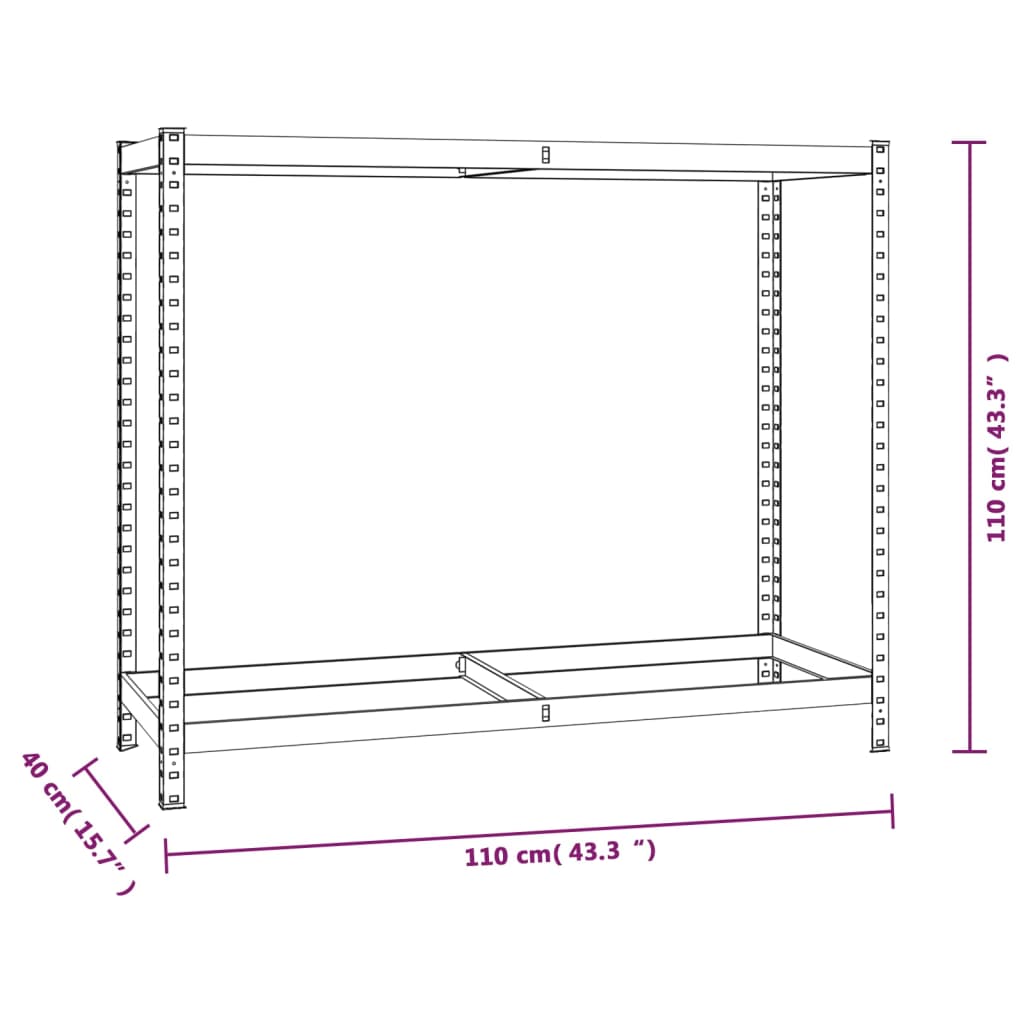 2Patrový Regál Na Pneumatiky Stříbrný 110 X 40 X 110 Cm Ocel