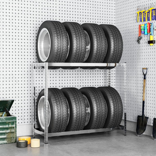 2patrový regál na pneumatiky stříbrný 110 x 40 x 110 cm ocel