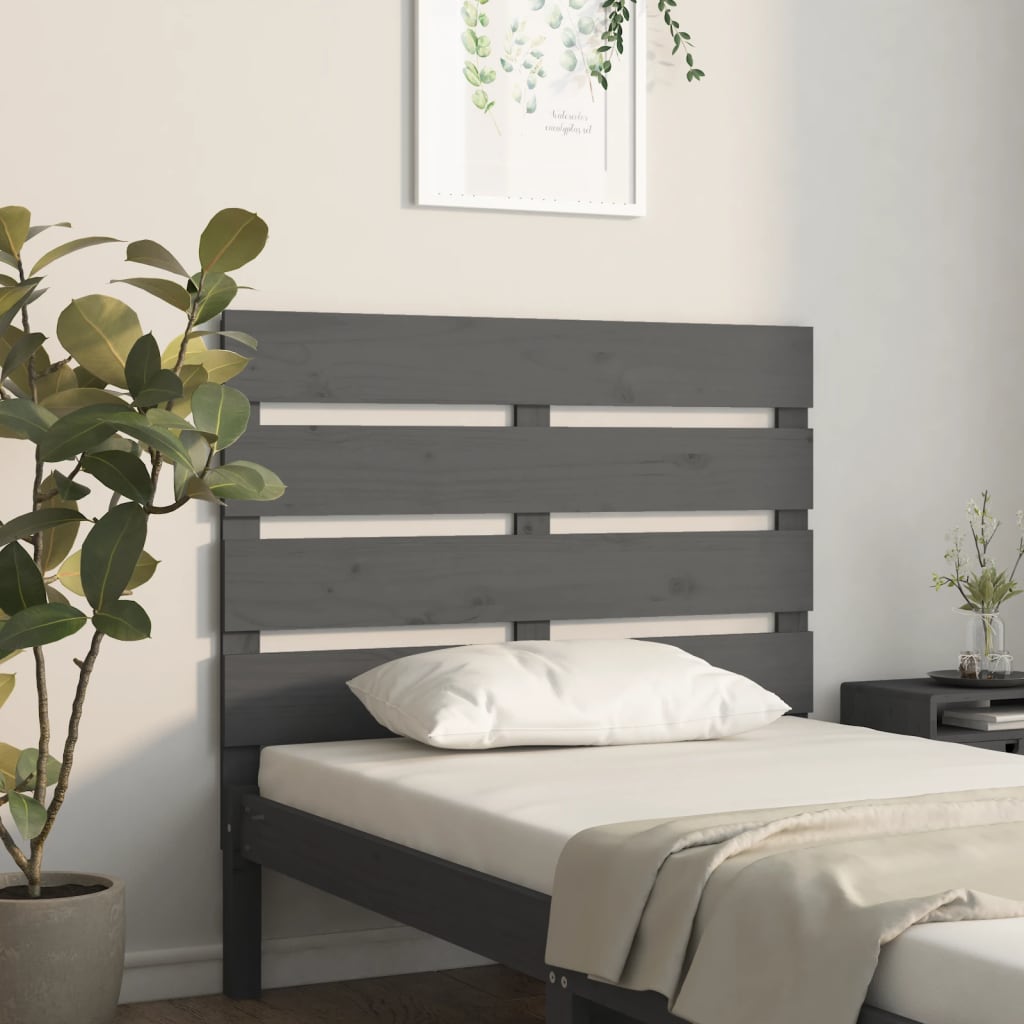 Čelo Postele Šedé 100 X 3 X 80 Cm Masivní Borovice