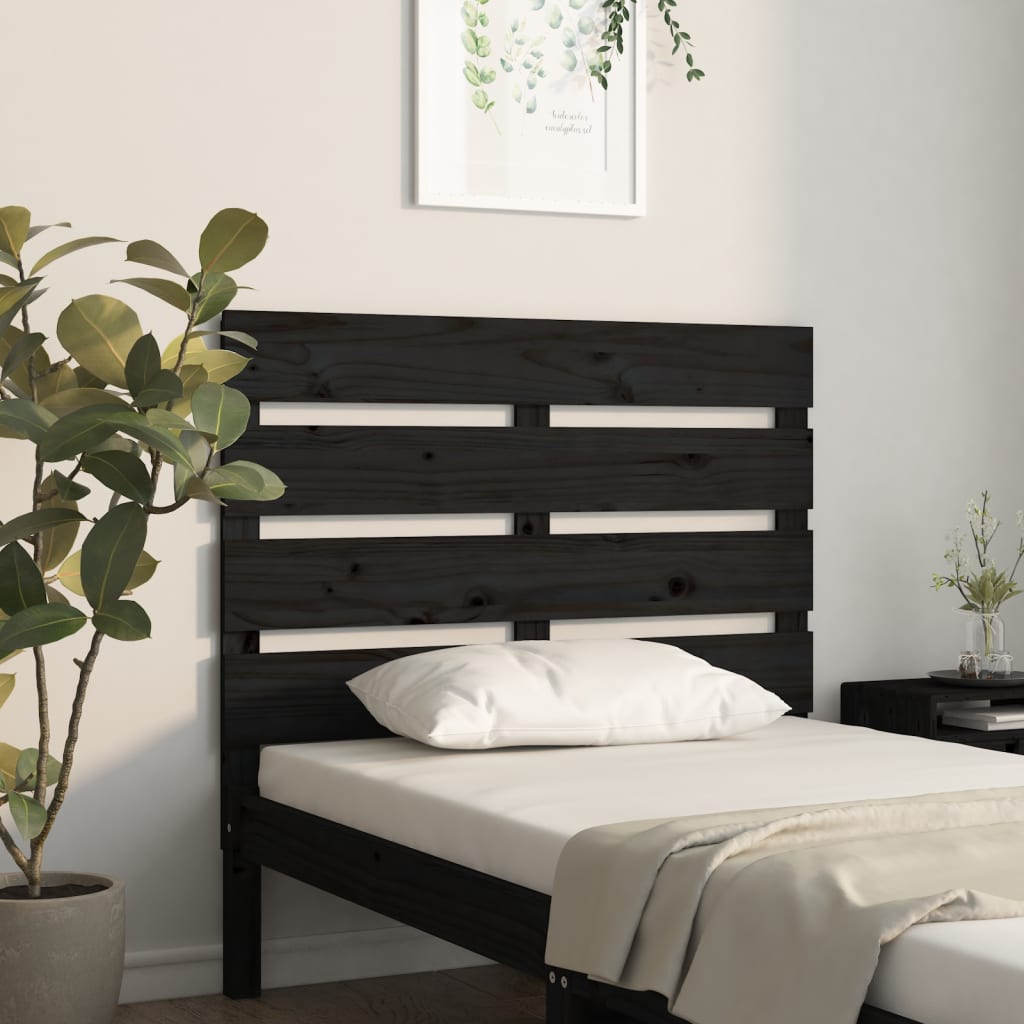 Čelo Postele Černé 100 X 3 X 80 Cm Masivní Borovice