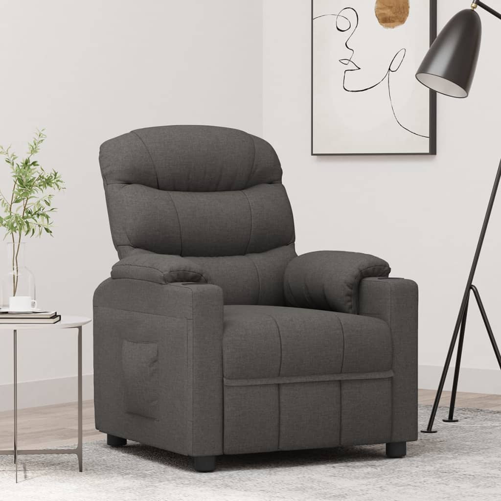Polohovací Křeslo Tmavě Šedé Textil