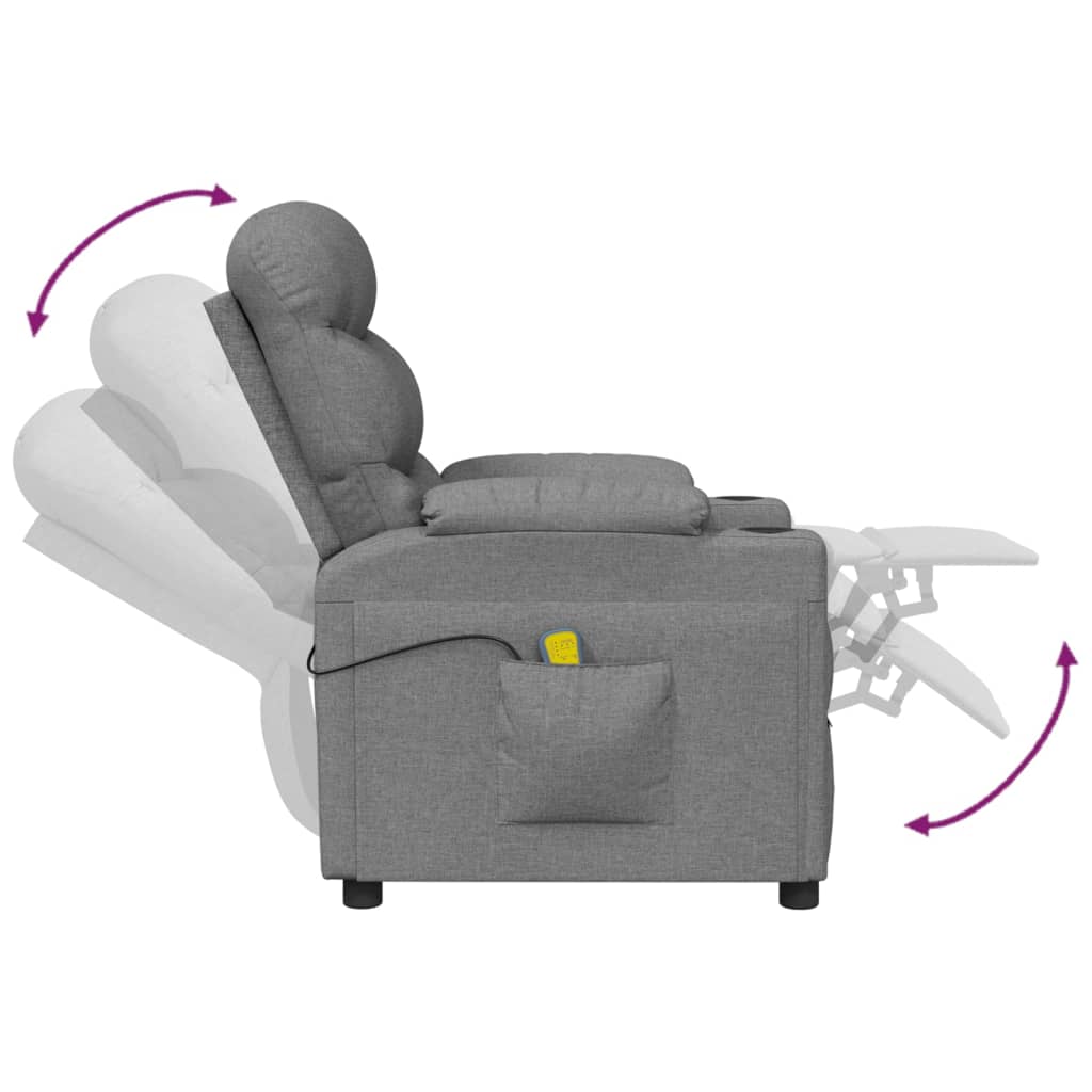 Masážní Křeslo Světle Šedé Textil