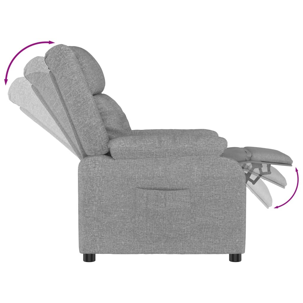 Polohovací Křeslo Světle Šedé Textil