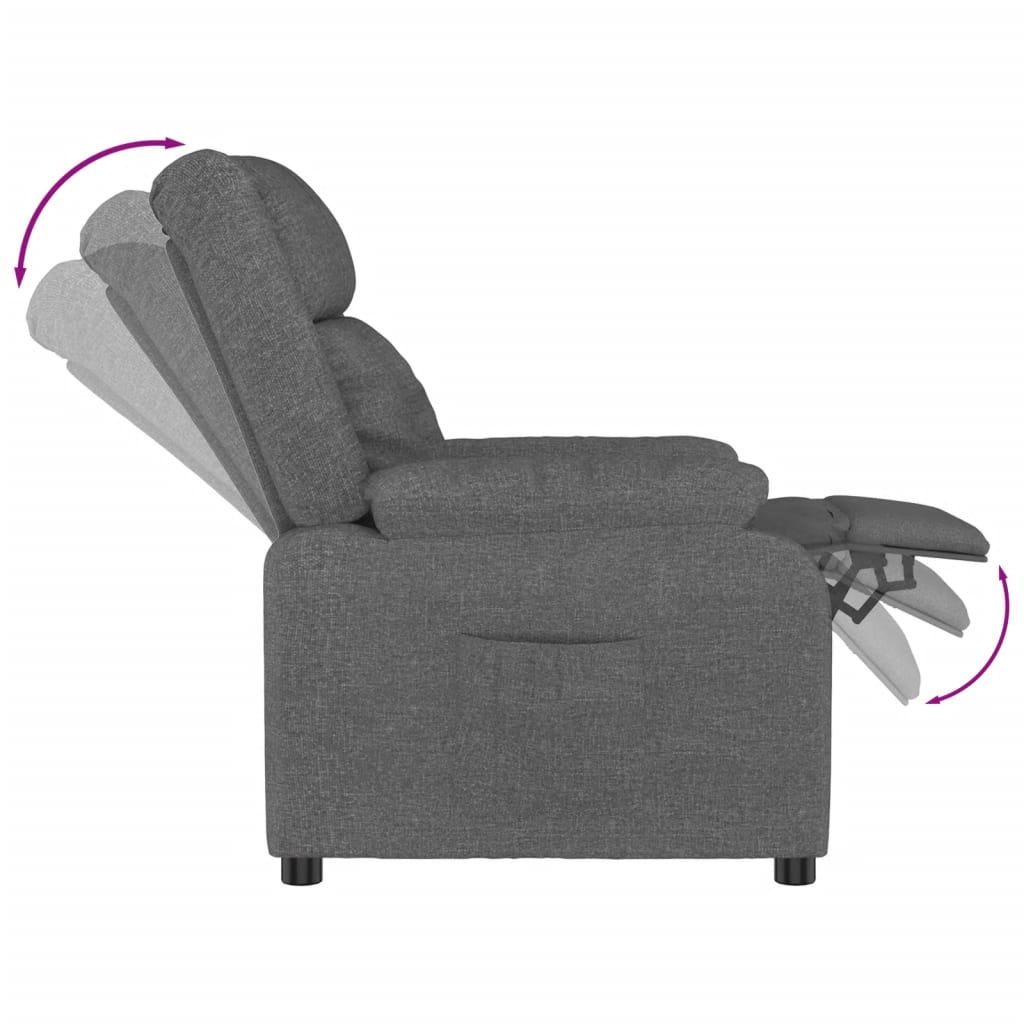 Polohovací Křeslo Tmavě Šedé Textil