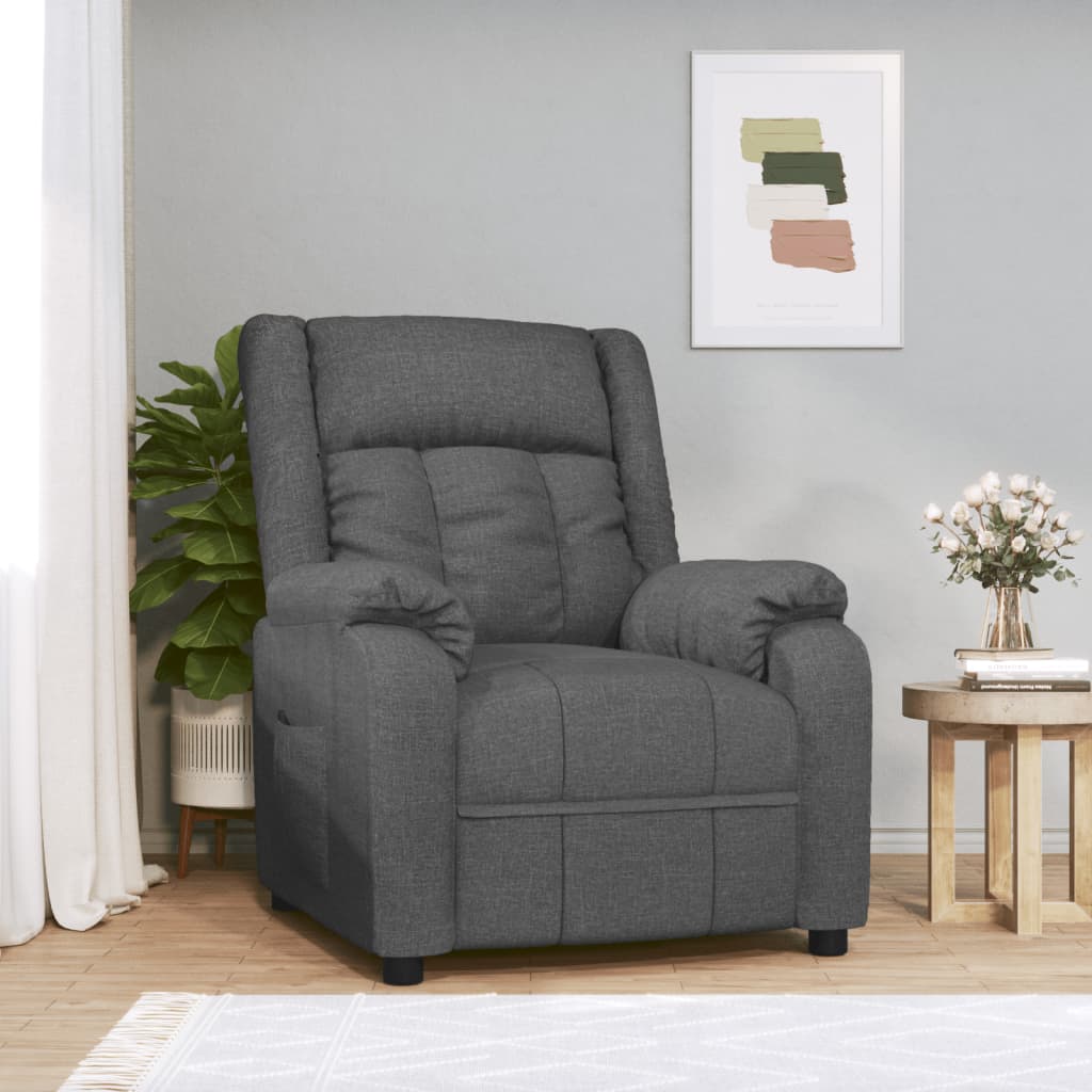 Polohovací Křeslo Tmavě Šedé Textil