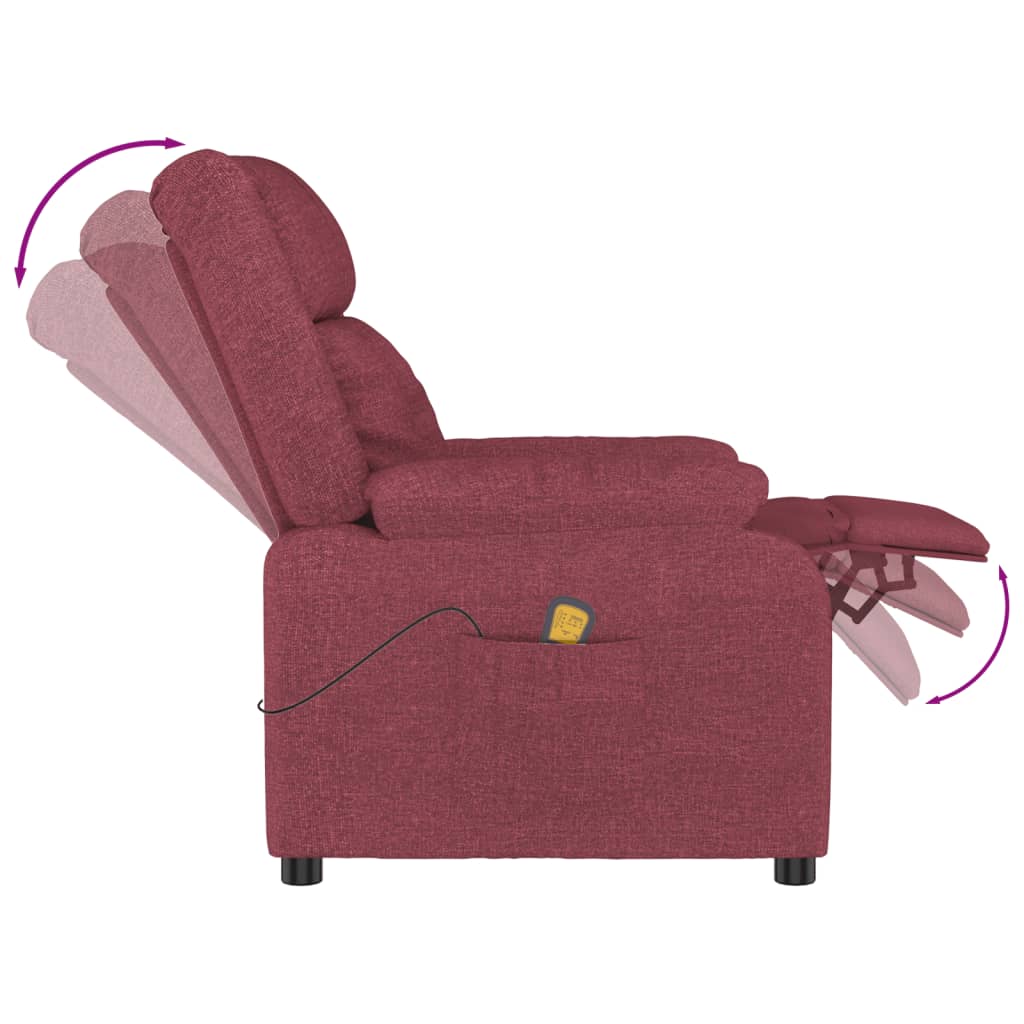 Masážní Křeslo Vínové Textil
