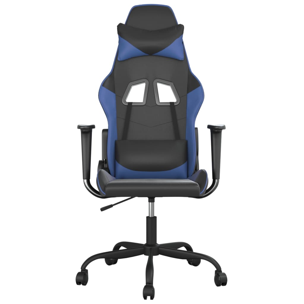 Masážní herní židle černá a modrá umělá kůže