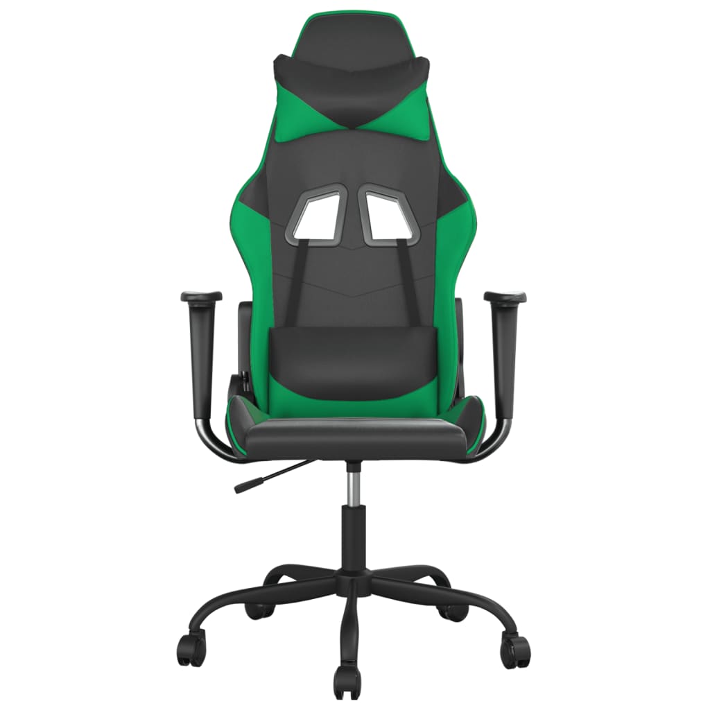 Masážní herní židle černá a zelená umělá kůže