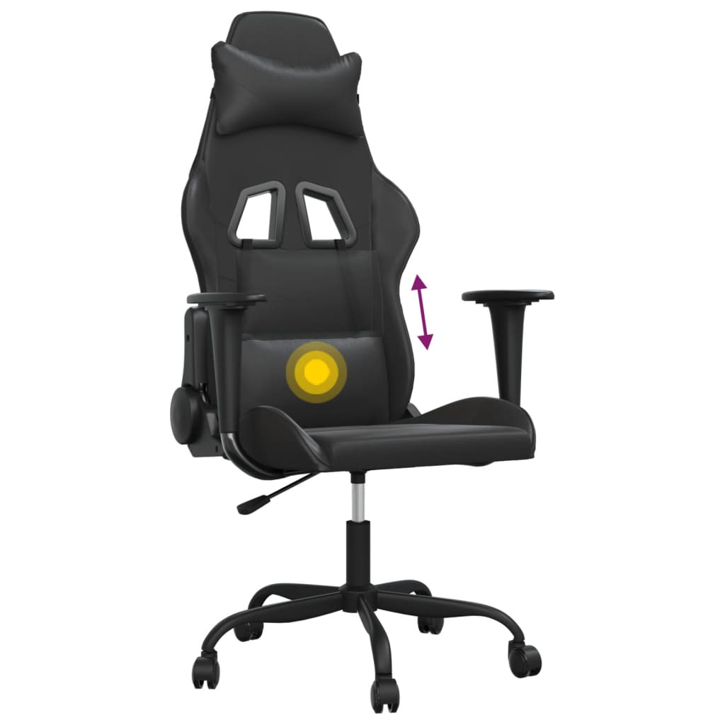 Masážní herní židle černá umělá kůže