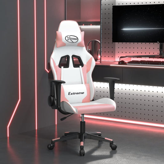 Masážní Herní Židle Bílá A Růžová Umělá Kůže