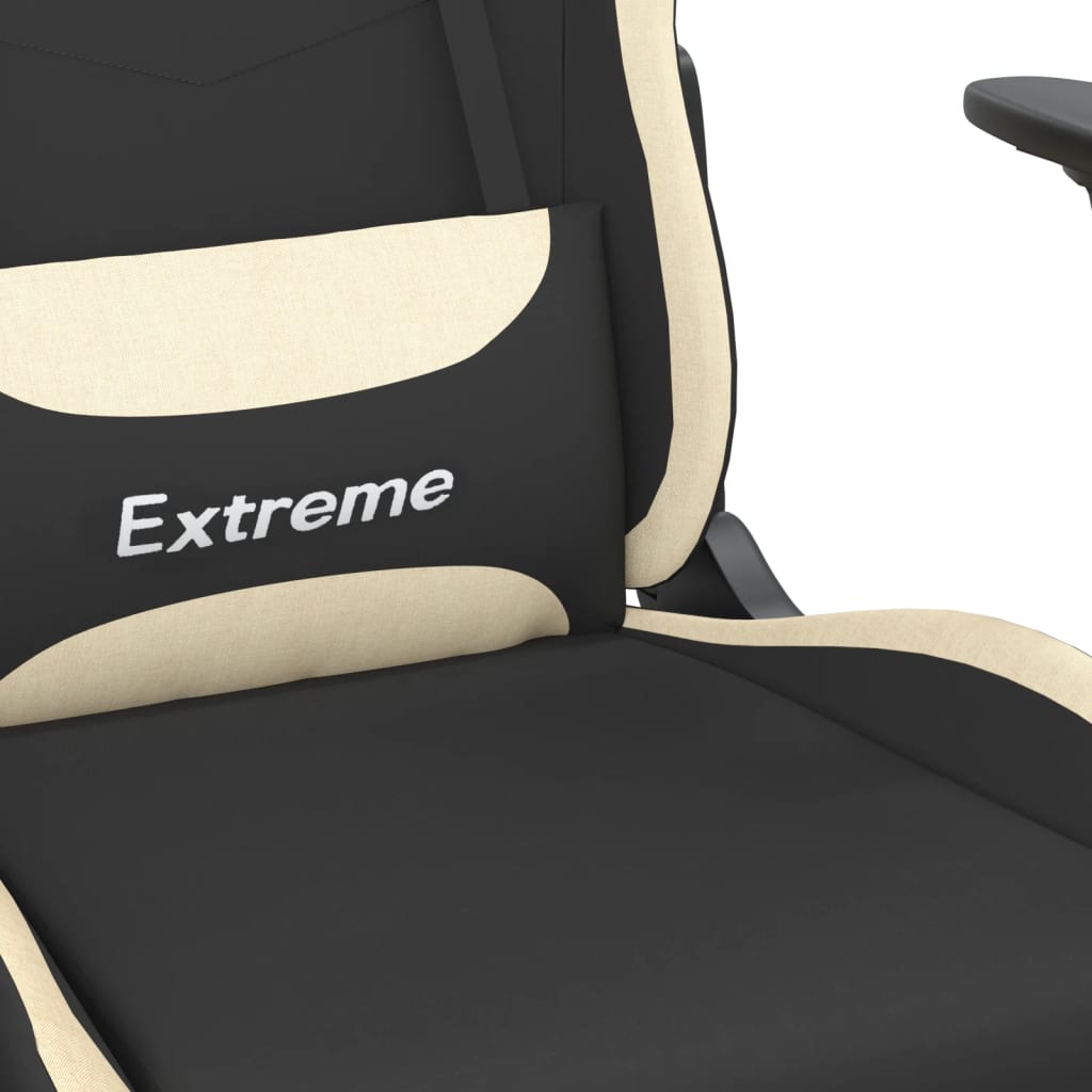 Masážní Herní Židle Černá A Krémová Textil