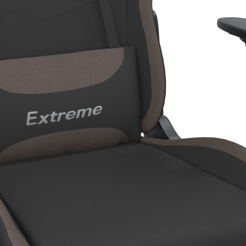 Masážní Herní Židle Černá A Taupe Textil