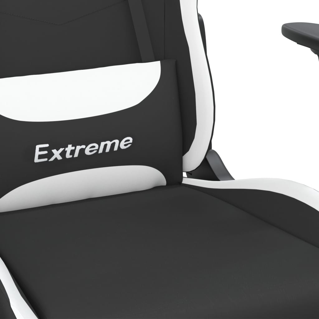 Masážní Herní Židle Černá A Bílá Textil