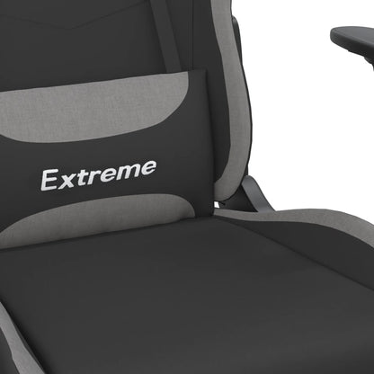 Masážní Herní Židle S Podnožkou Černá A Světle Šedá Textil