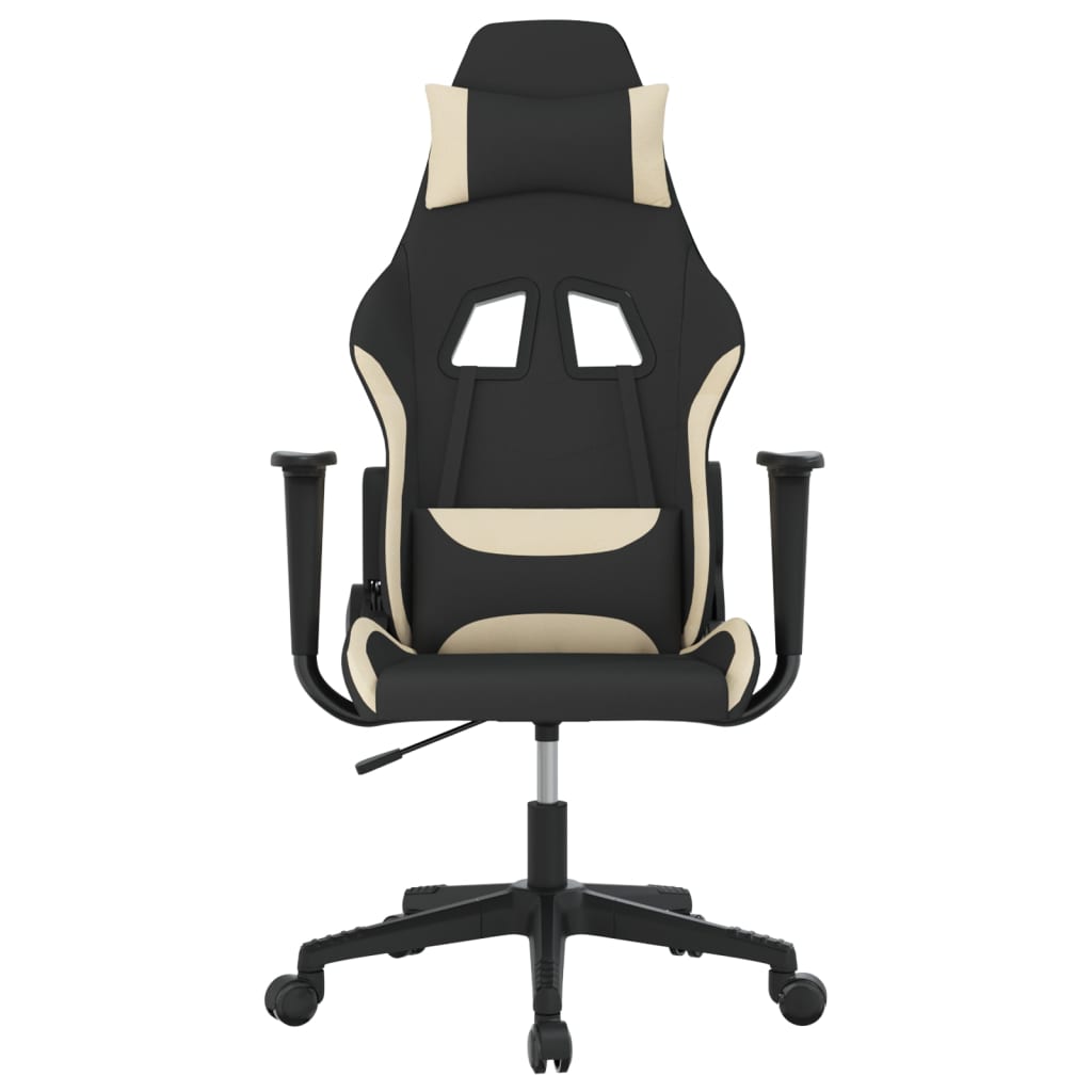 Masážní Herní Židle Černá A Krémová Textil