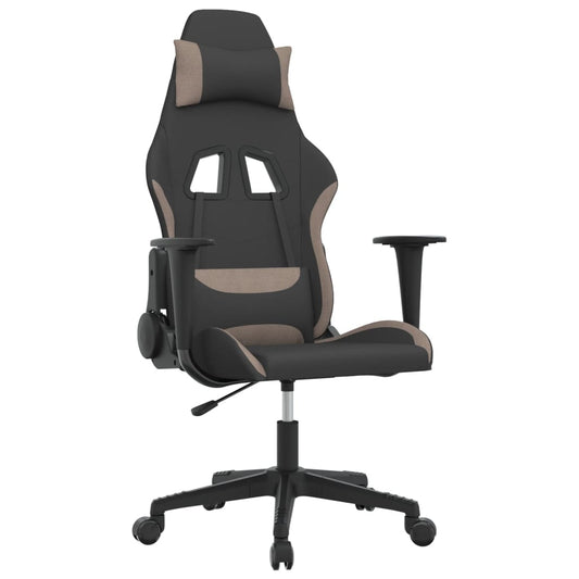Masážní Herní Židle Černá A Taupe Textil