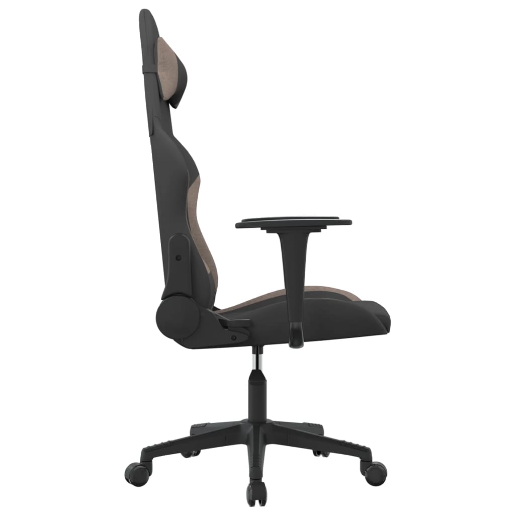 Masážní Herní Židle Černá A Taupe Textil