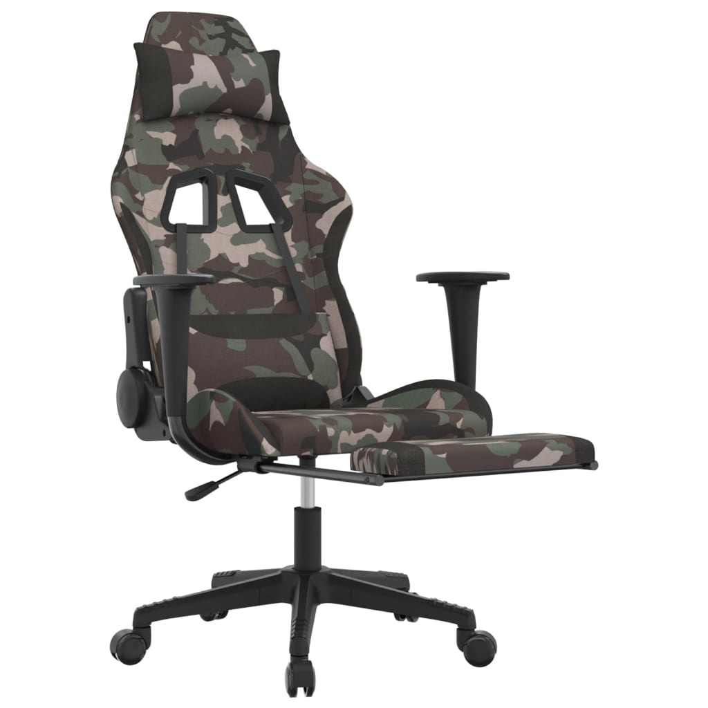 Masážní Herní Židle S Podnožkou Černá A Maskáčová Textil