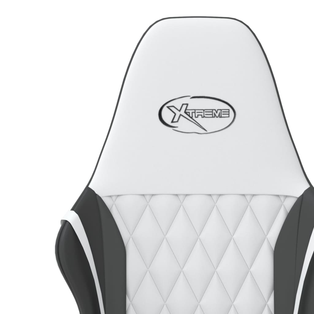 Masážní herní židle bílá a černá umělá kůže