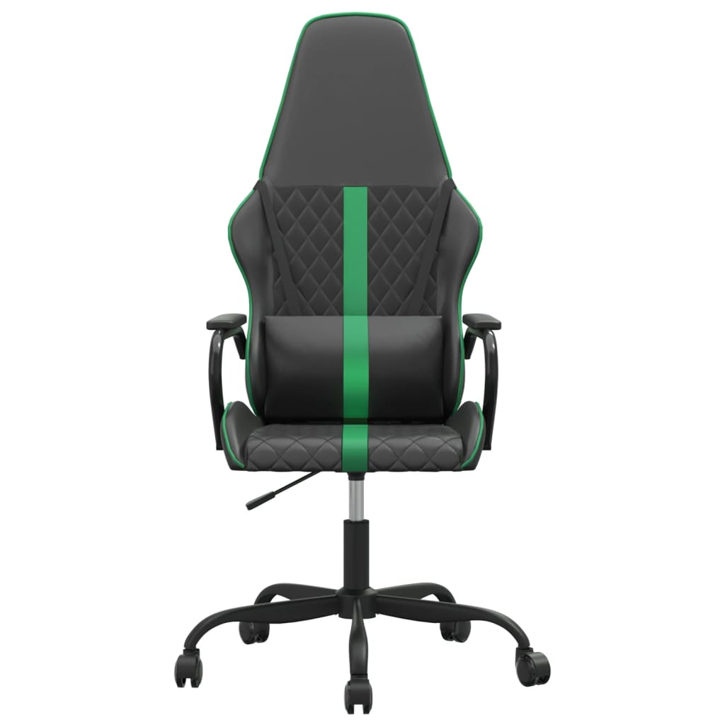 Masážní herní židle zelená a černá umělá kůže