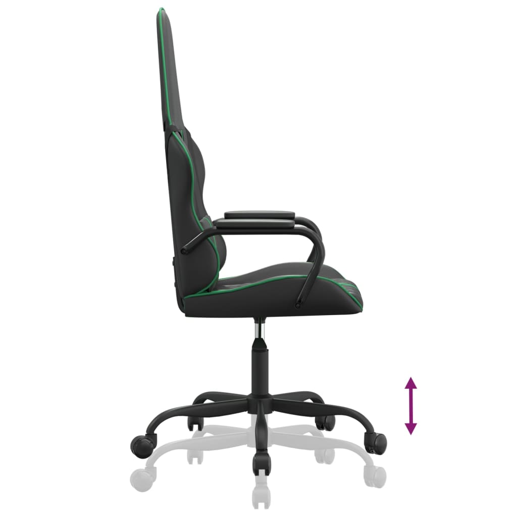 Masážní herní židle zelená a černá umělá kůže