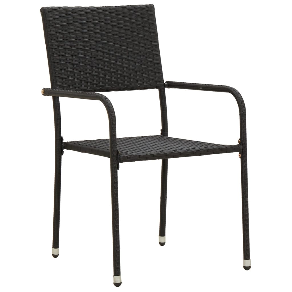 7Dílný Zahradní Jídelní Set Polyratan Černý