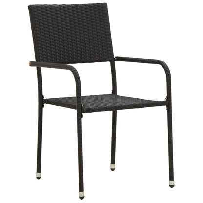 7Dílný Zahradní Jídelní Set Polyratan Černý