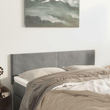 Čelo Postele 4 Ks Světle Šedé 100 X 5 X 78/88 Cm Samet Světle Šedá