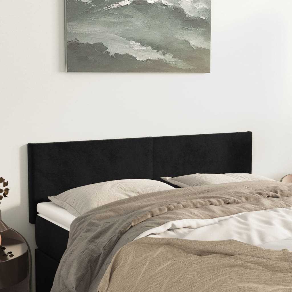 Čelo Postele 2 Ks Černé 100X5X78/88 Cm Samet Černá
