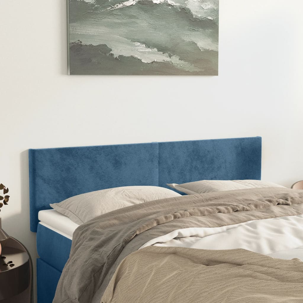 Čelo Postele Tmavě Modré 90X5X78/88 Cm Samet Tmavě Moddrá