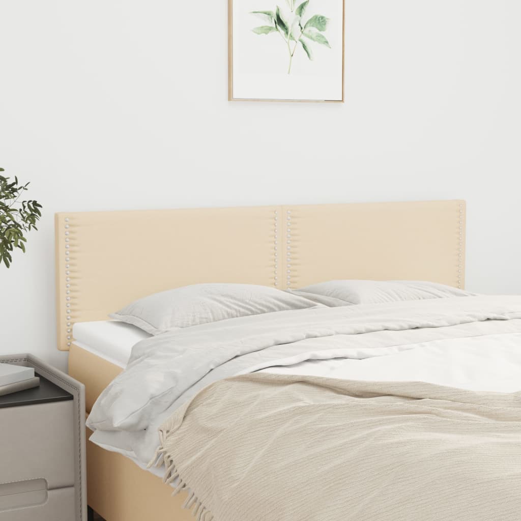 Čelo Postele 2 Ks Krémové 90X5X78/88 Cm Textil Krémová