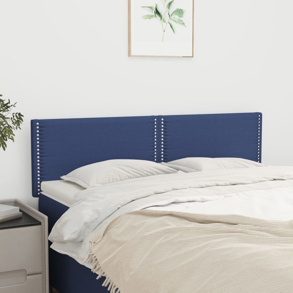 Čelo Postele 2 Ks Modré 80 X 5 X 78/88 Cm Textil Modrá
