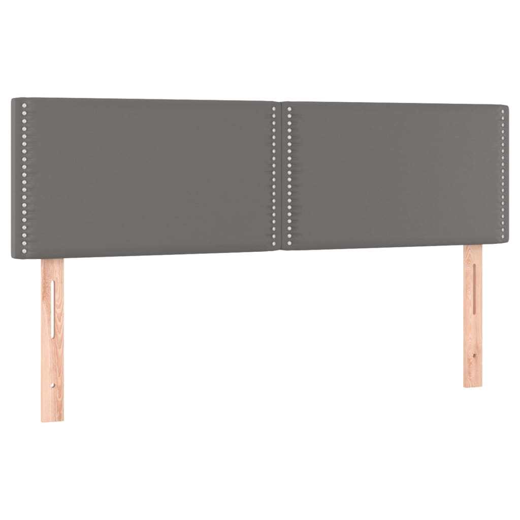 Čela Postele 2 Ks Šedá 72 X 5 X 78/88 Cm Umělá Kůže Šedá