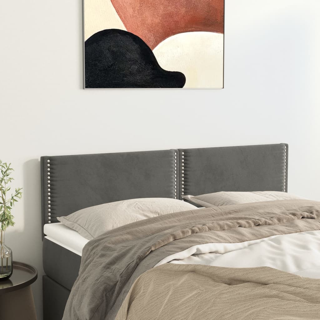 Čelo Postele 2 Ks Tmavě Šedé 80 X 5 X 78/88 Cm Samet Tmavě Šedá