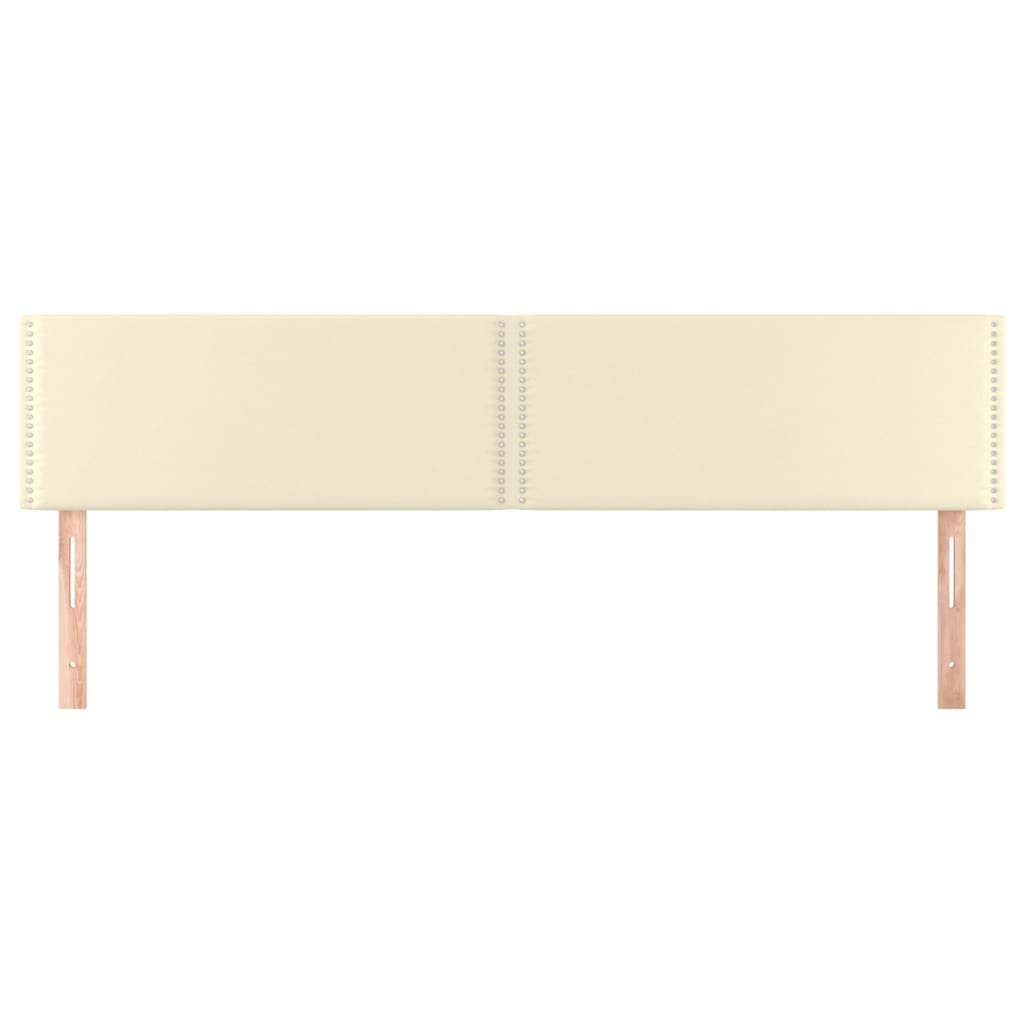 Čelo Postele 2 Ks Krémové 100X5X78/88 Cm Umělá Kůže Krémová