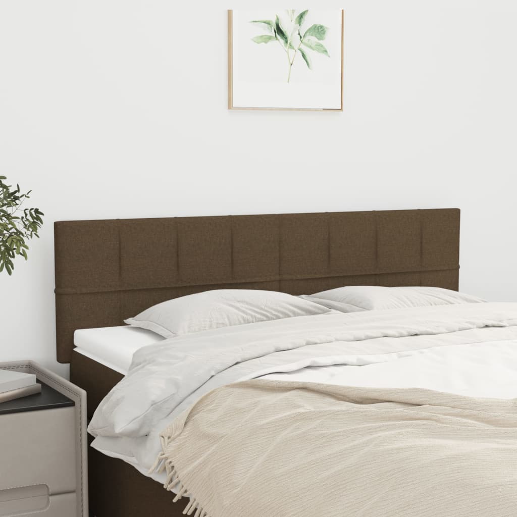 Čelo Postele 2 Ks Tmavě Hnědé 100X5X78/88 Cm Textil Tmavě Hnědá