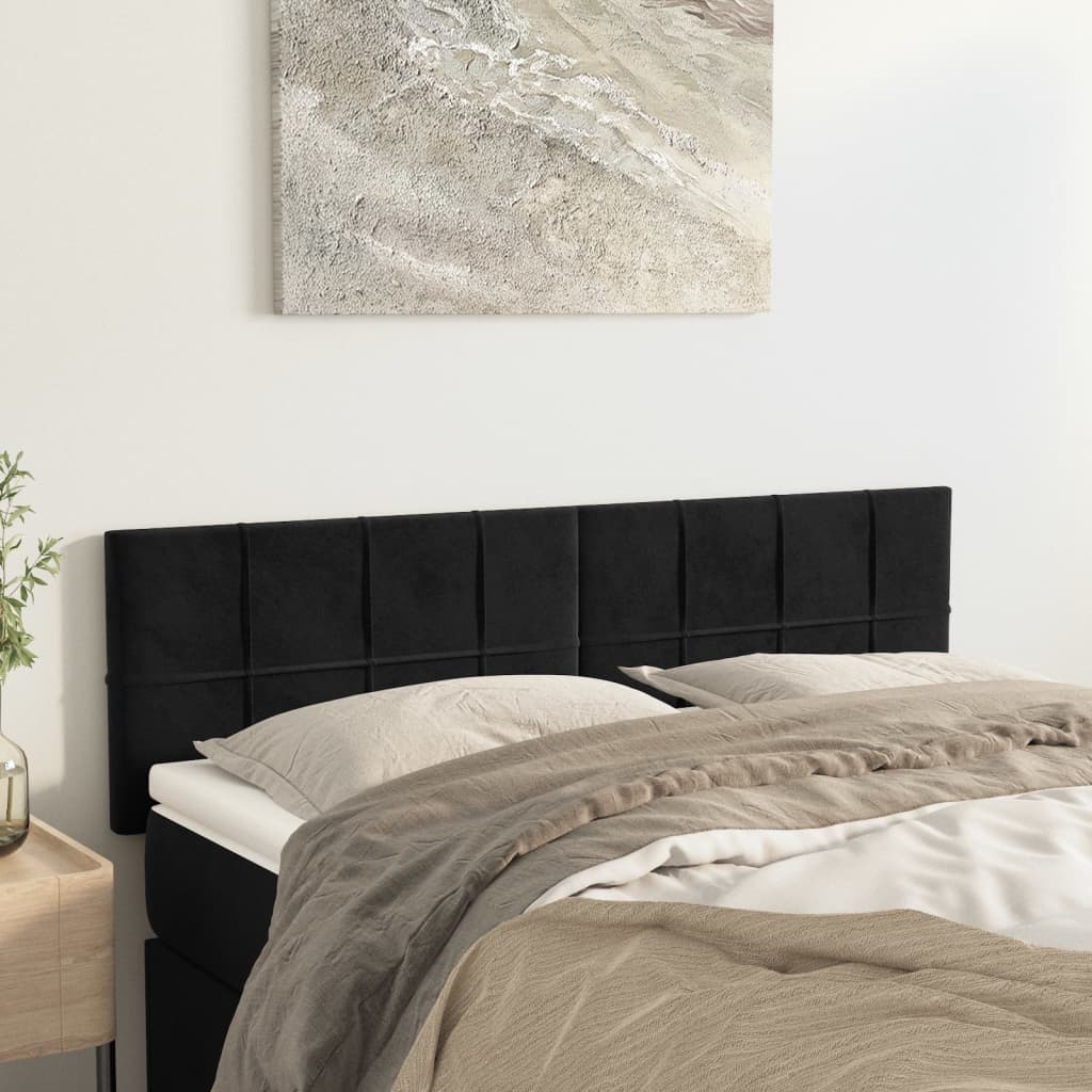 Čelo Postele 4 Ks Černé 100X5X78/88 Cm Samet Černá