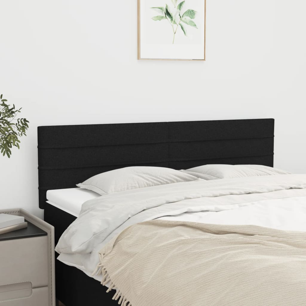 Čelo Postele 4 Ks Černé 100X5X78/88 Cm Textil Černá