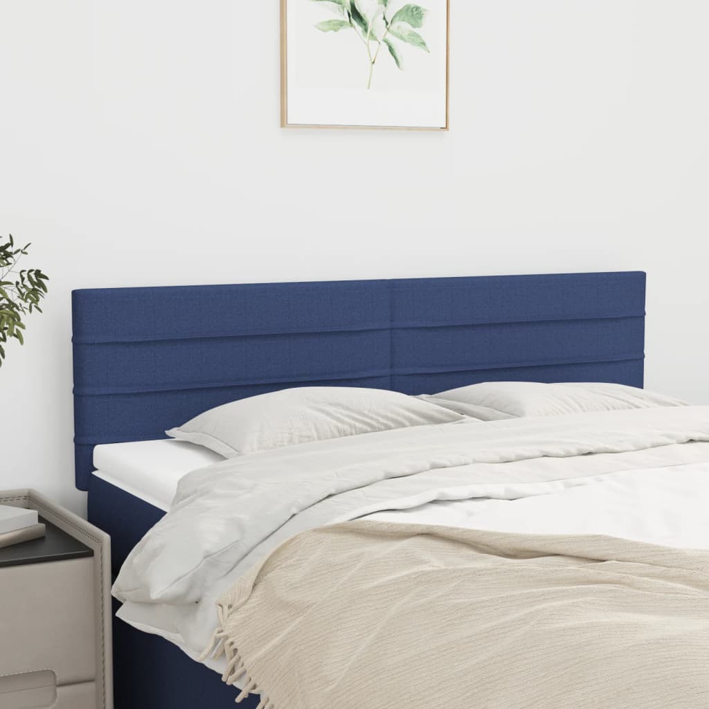 Čelo Postele 2 Ks Modré 100X5X78/88 Cm Textil Modrá