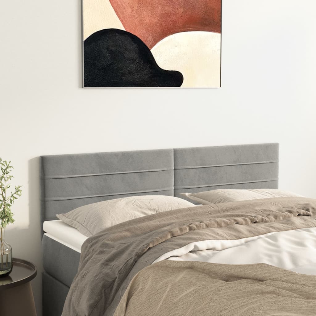 Čela Postele 4 Ks 80X5X78/88 Cm Samet Světle Šedá