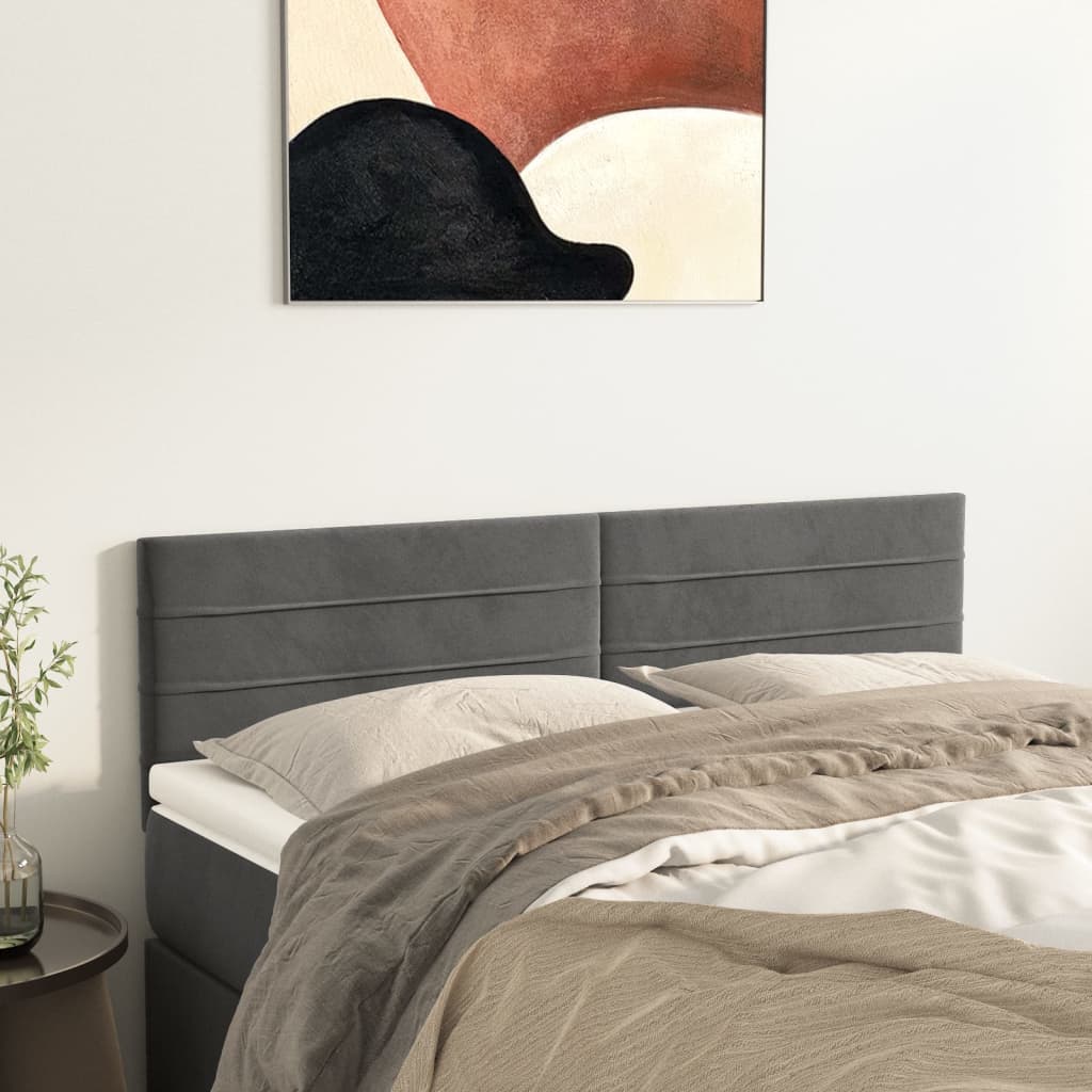 Čelo Postele 4 Ks Tmavě Šedé 100 X 5 X 78/88 Cm Samet Tmavě Šedá