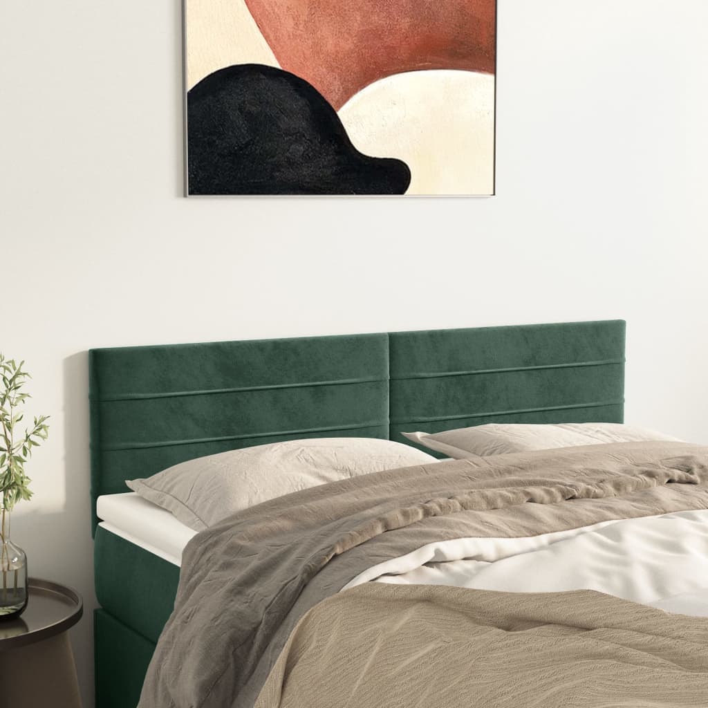 Čelo Postele 2 Ks Tmavě Zelené 80 X 5 X 78/88 Cm Samet Tmavě Zelená