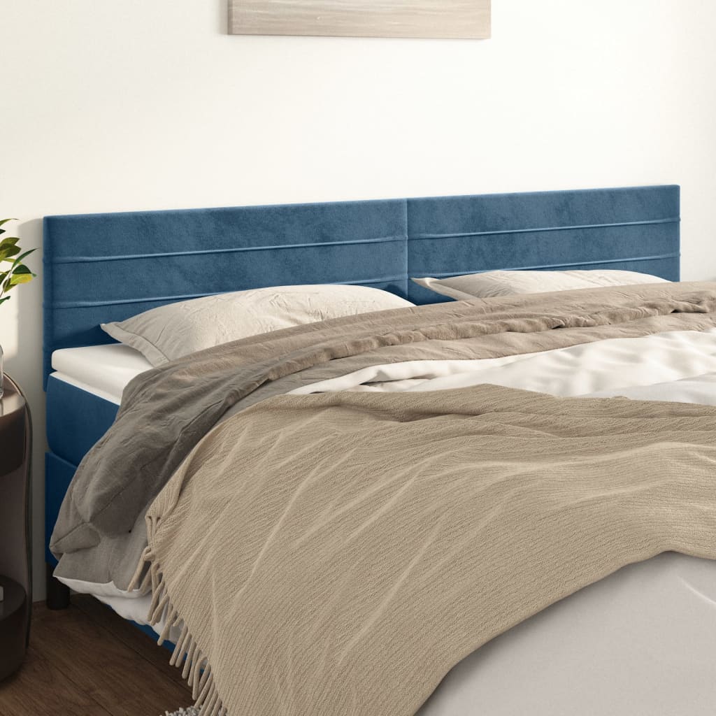Čelo Postele Tmavě Modré 100X5X78/88 Cm Samet Tmavě Moddrá