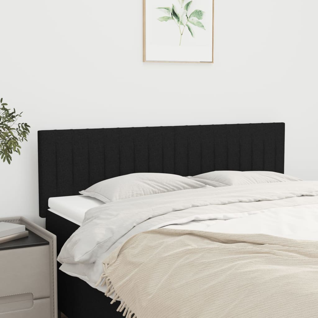 Čela Postele 4 Ks Černá 72 X 5 X 78/88 Cm Textil Černá