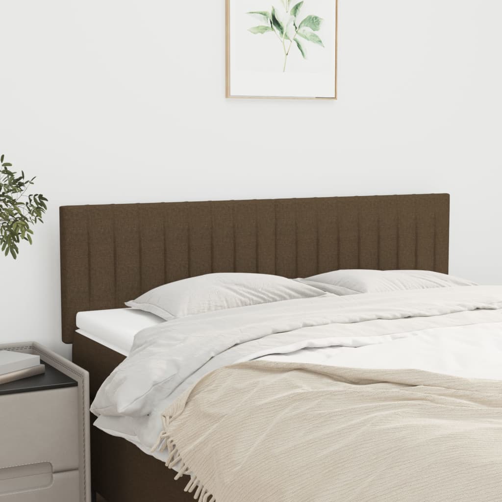 Čelo Postele 4 Ks Tmavě Hnědé 90X5X78/88 Cm Textil Tmavě Hnědá