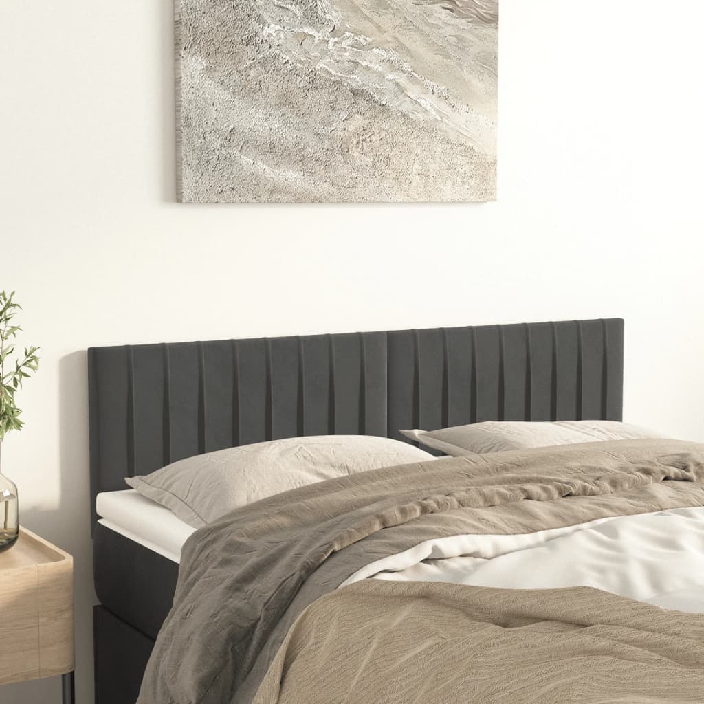 Čelo Postele 2 Ks Tmavě Šedé 80 X 5 X 78/88 Cm Samet Tmavě Šedá