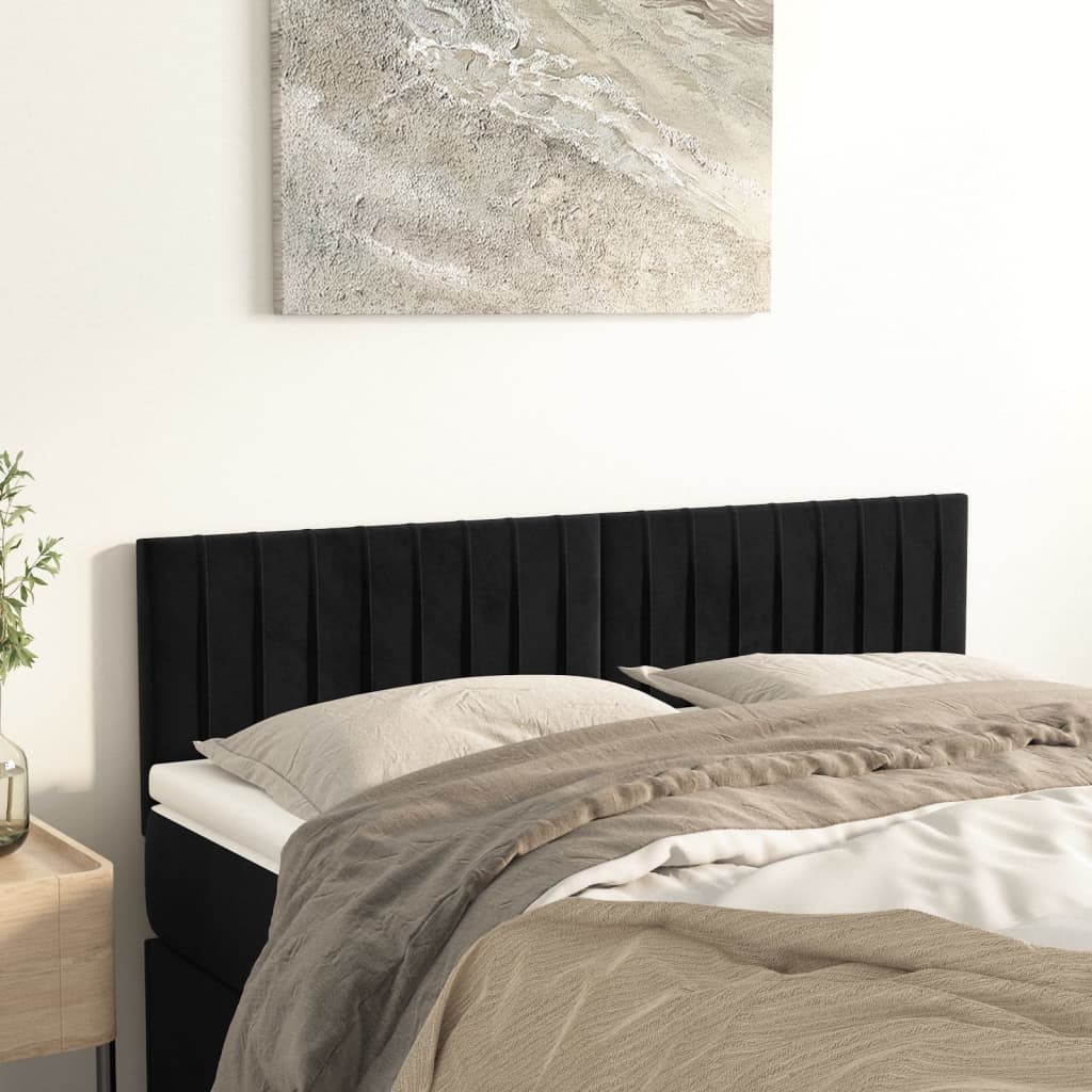 Čelo Postele 2 Ks Černé 90X5X78/88 Cm Samet Černá