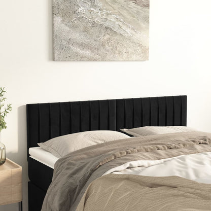 Čelo Postele 2 Ks Černé 90X5X78/88 Cm Samet Černá