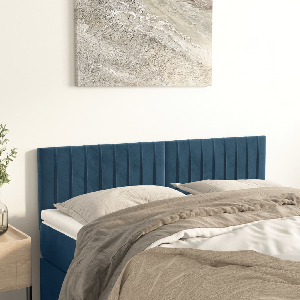Čela Postele 4 Ks Tmavě Modrá 72 X 5 X 78/88 Cm Samet Tmavě Moddrá